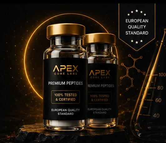 Apex Core Labs premium peptide vials with European quality standard seal